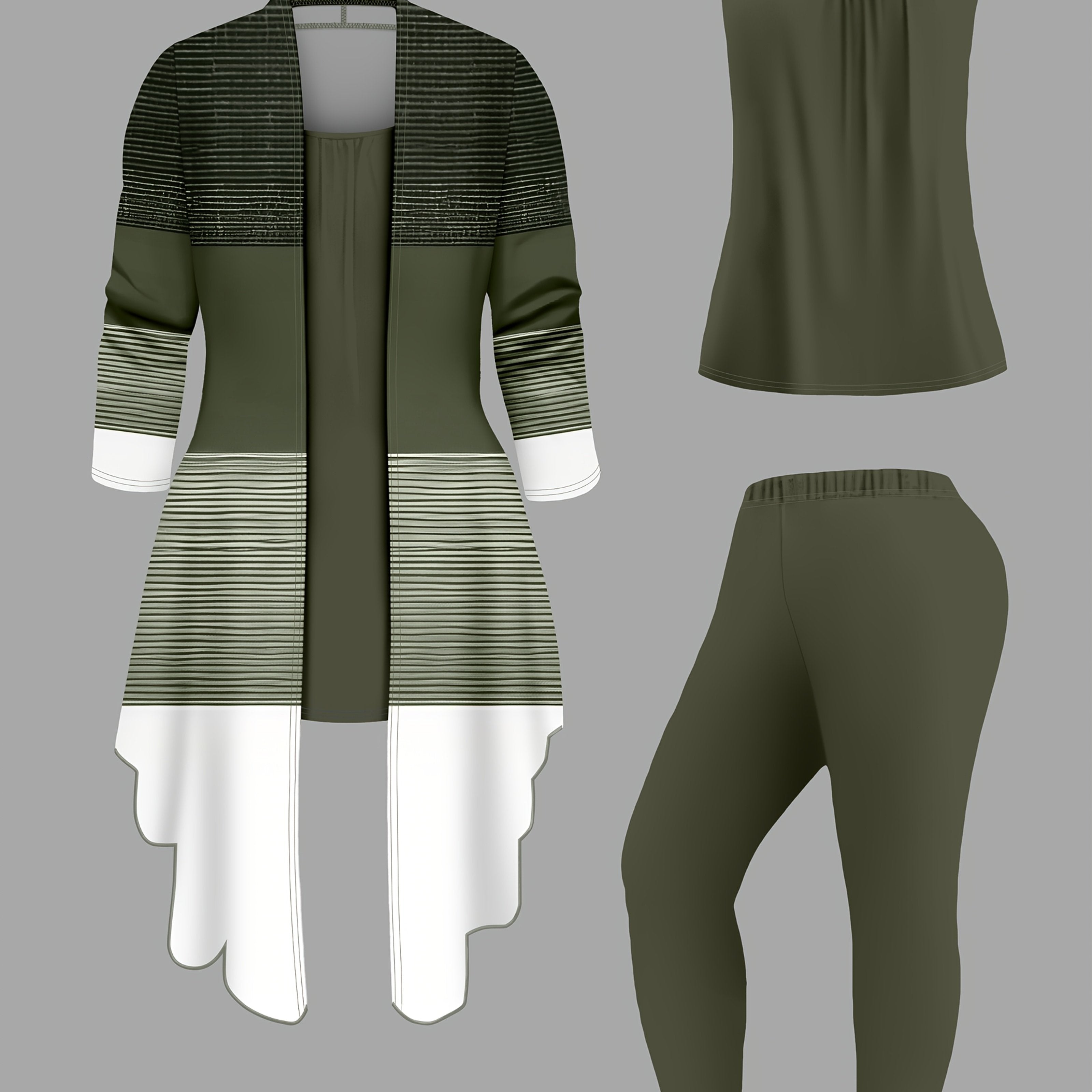 TEMU Women'-piece Suit, Printed Cardigan Jacket With Solid Slacks Vest Everyday Suit