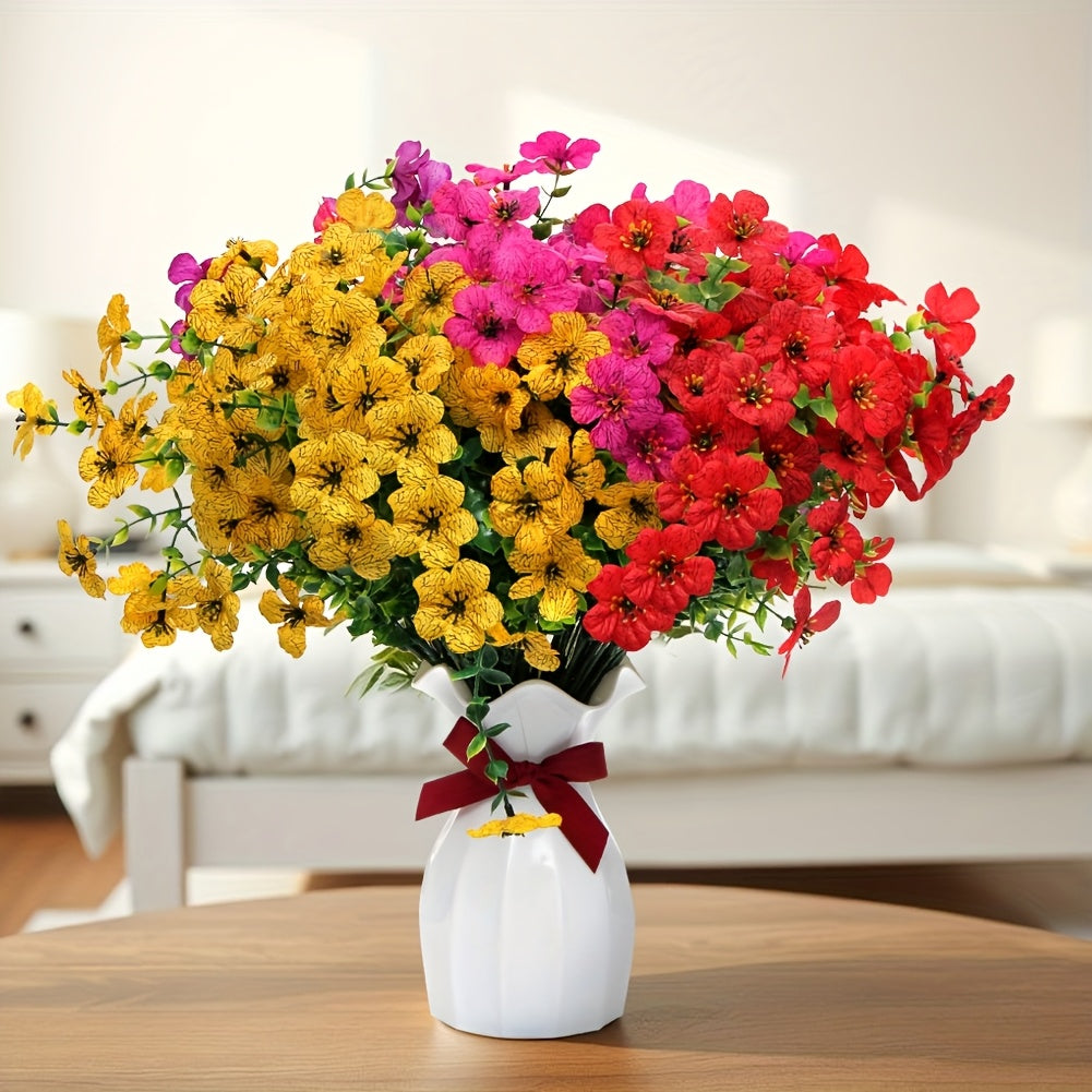 TEMU Artificial Flowers Outdoor Decoration, 11 Bunches Of Fake Colorful Daisy Flowers With Vase, Uv Resistant And Non-fade Suitable For Garden Porch