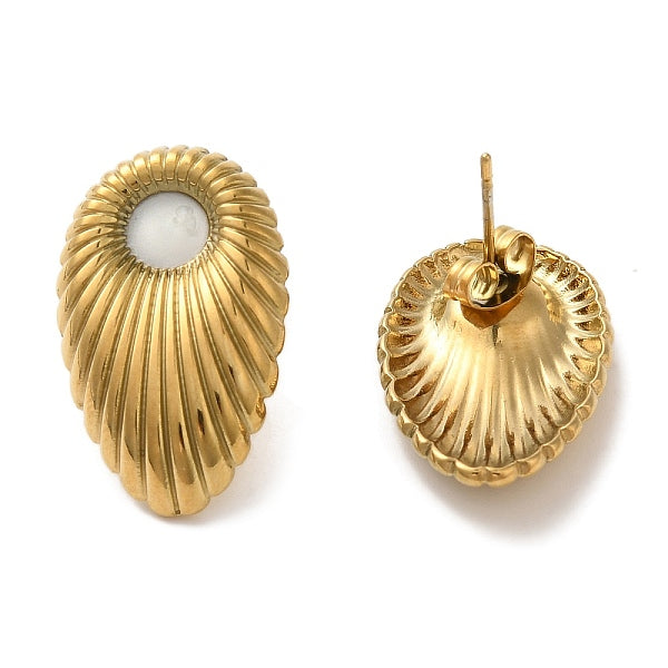 Boucles d'oreilles à tige texturées en forme de larme en acier inoxydable 304 avec placage ionique (IP)