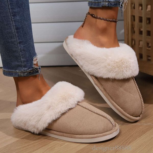 Womens fur Winter Warm Home Girls Slippers Women Man Casual Faux Suede Plush Shoes Thicken Indoor Slides lyui mhmj