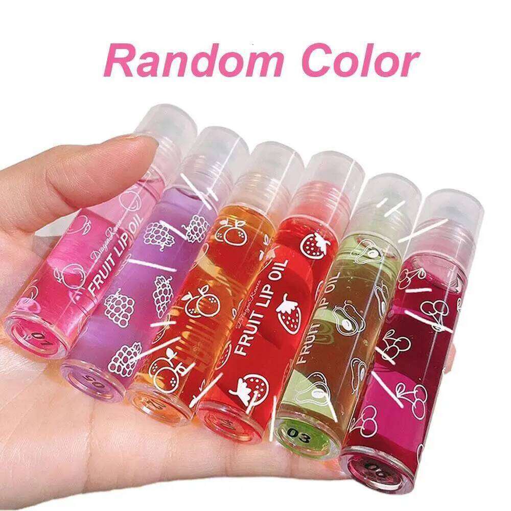 free shipping 6 Colors Roll-on Fruit Lip Balm Lip Oil Lip Moisturizing Mirror Primer Lip Lipstick Hydrating random Gloss Transparent