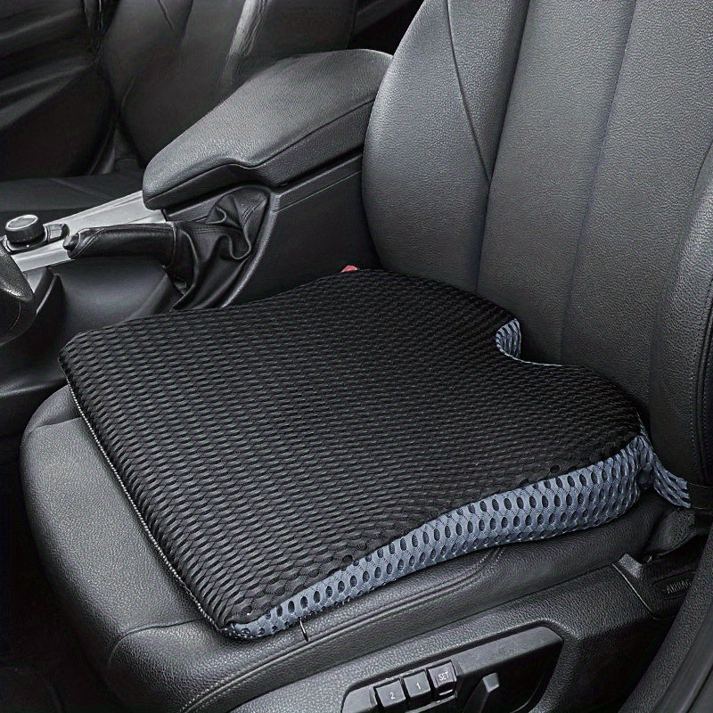 TEMU Memory Foam Car Wedge Seat Cushion - Fit For Cars, Trucks, Office Chairs & Wheelchairs - To , Black Mesh Cover With Blue Straps, Machine