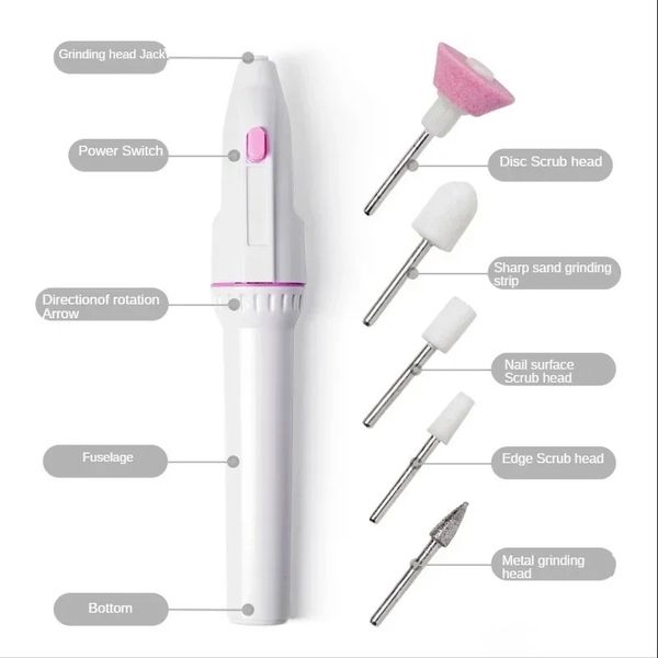 5 In 1 Professional Mini Electric Drill Kit Battery Art Exfoliating Nail Polishing File Pen Tool hine