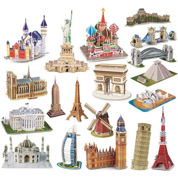 40 Style World Famous Architecture Building 3D Puzzle Model Construction 3D Jigsaw Puzzle Toys For Kids Christmas Gift C250211