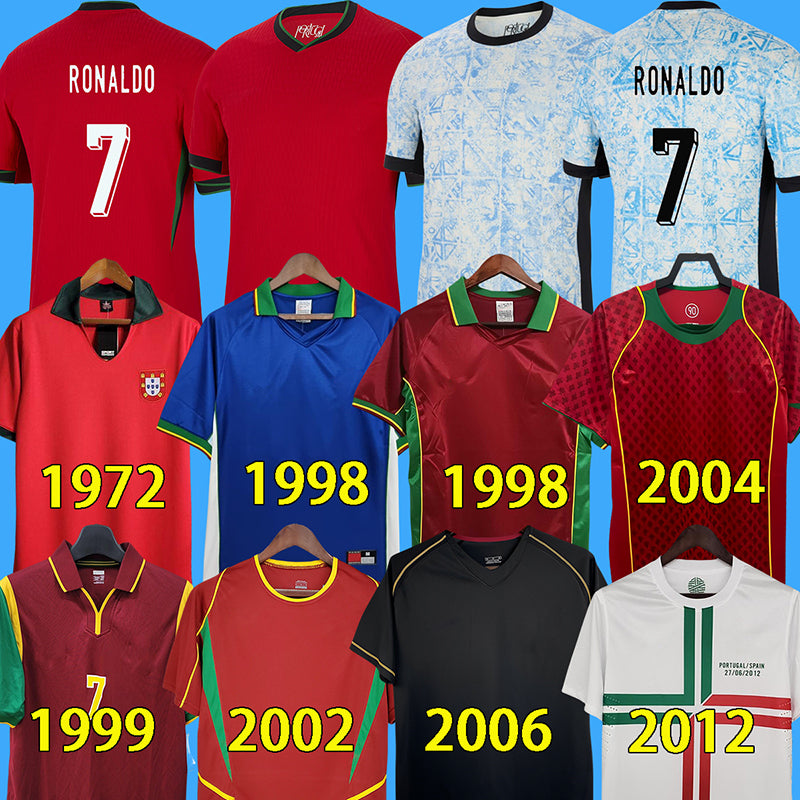 2024 RONALDO Retro Soccer Jerseys 1998 1999 2010 2012 2002 2004 RUI COSTA FIGO NANI Classic Football Shirts Camisetas de futbol Portugal Vintage