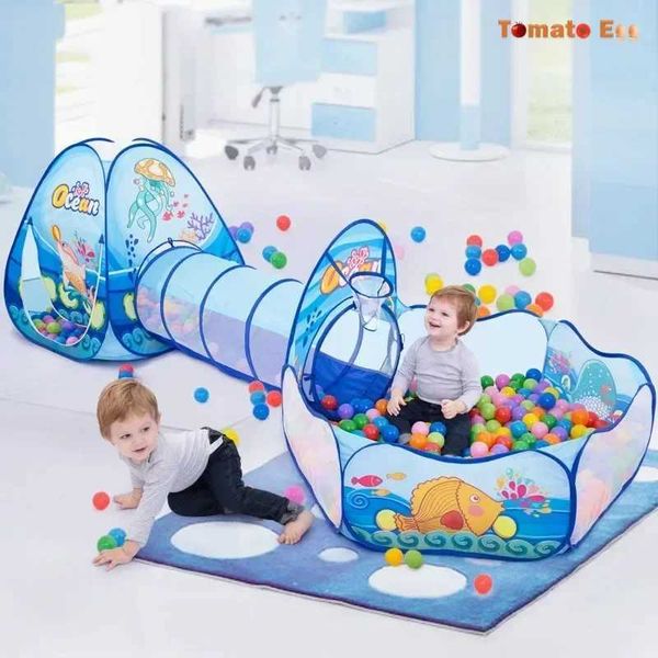 3-in-1 childrens game tent with tunnel ball pit basketball hoop childrens pop-up indoor outdoor toy house childrens gifts W241230