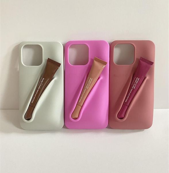 Top phone case Lipstick Portable Case Design Lip Gloss Lipstick Lip Balm 3D Make-Up Silicone Phone Case for iPhone 13 13 pro 14 14 pro 15 pr