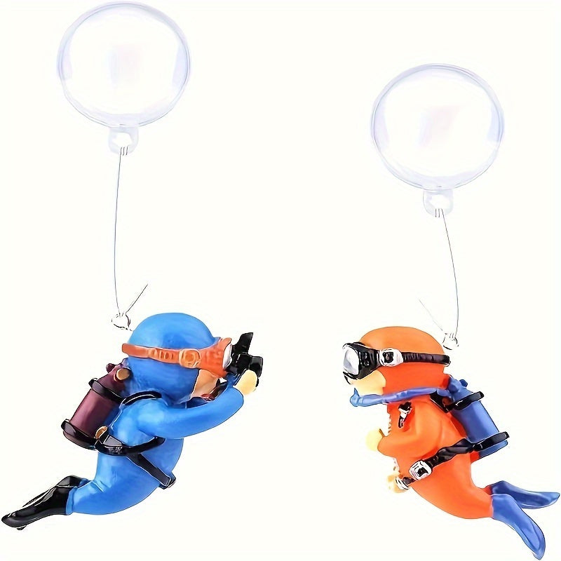 TEMU Adorable Diver Aquarium Decorations - Interactive Floating Pvc Accessories With Scuba Gear, For Vibrant Underwater Fish Tank Scenes | Colorful,