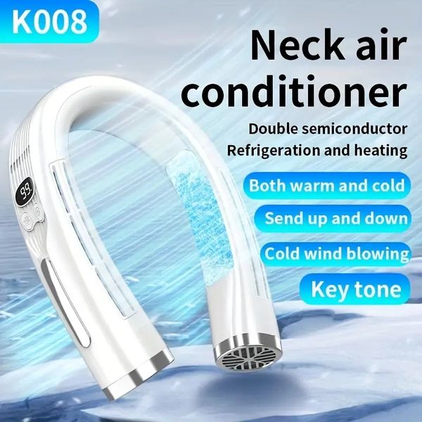 Hanging Neck Fan Cooling Small Air Conditioner Portable Leafless Silent Small USB Charging Built-in 4400mA Battery Ring Neck Cooling Air Con