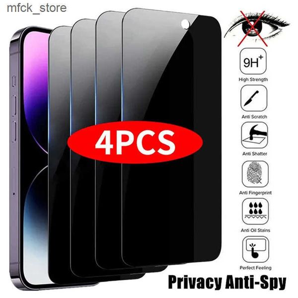 Cell Phone Protectors 4PCS Privacy Screen Protector 14 Plus Anti-Spy For iPhone 13 15 12 11 Max 16 Pro Tempered Glass J241202