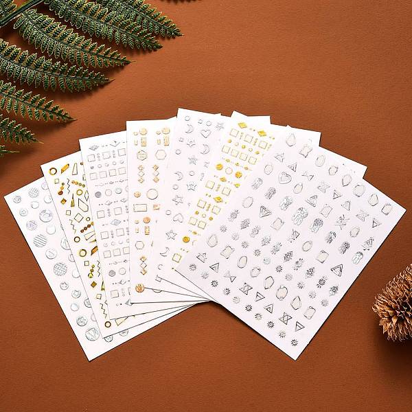 3D Metallic Star Moon Heart Nail Decals Stickers