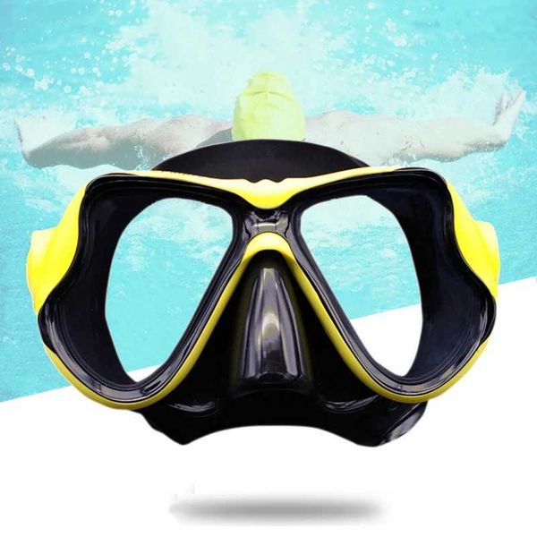 Adult and childrens large frame scuba diving goggles anti fog swimming goggles diving face mask with half face nose clip CL240926