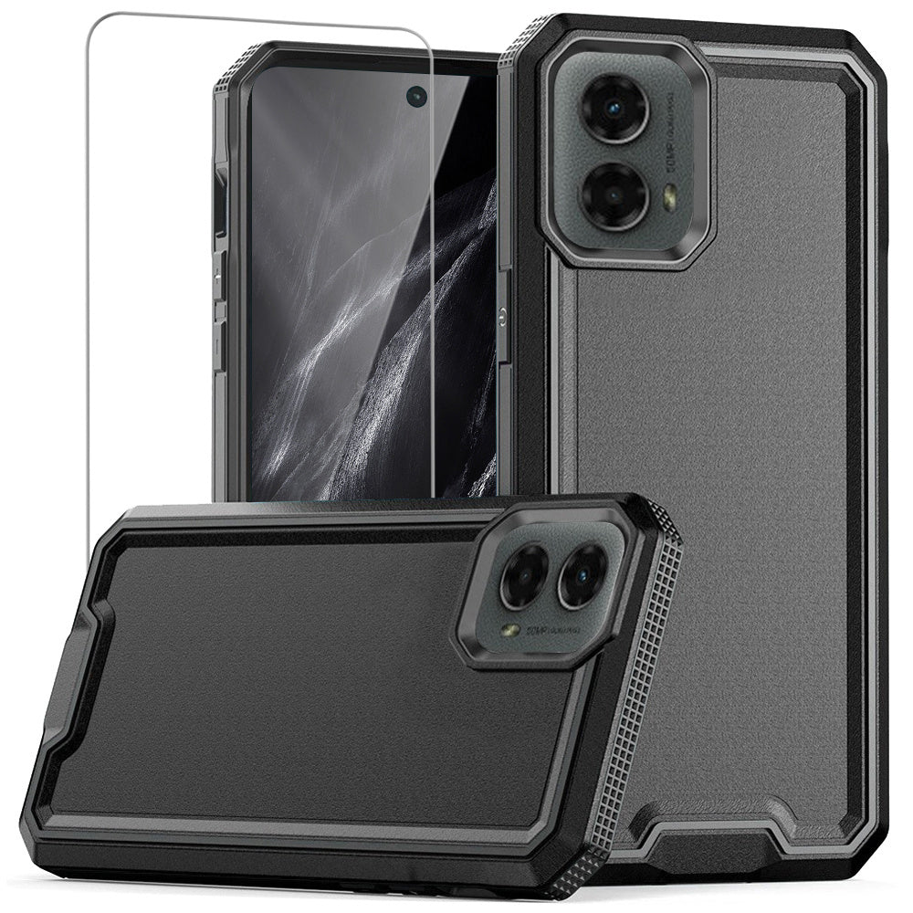 TEMU For Motorola 2024 Phone Case, With Tempered Glass Screen Protector, Dual Layer Shockproof Hybrid Drop Protector Cover For 2024