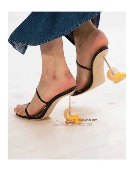 Sandals Broken egg high-heeled leather sandals white natural womens slim high heels summer party dress shoes Q241121