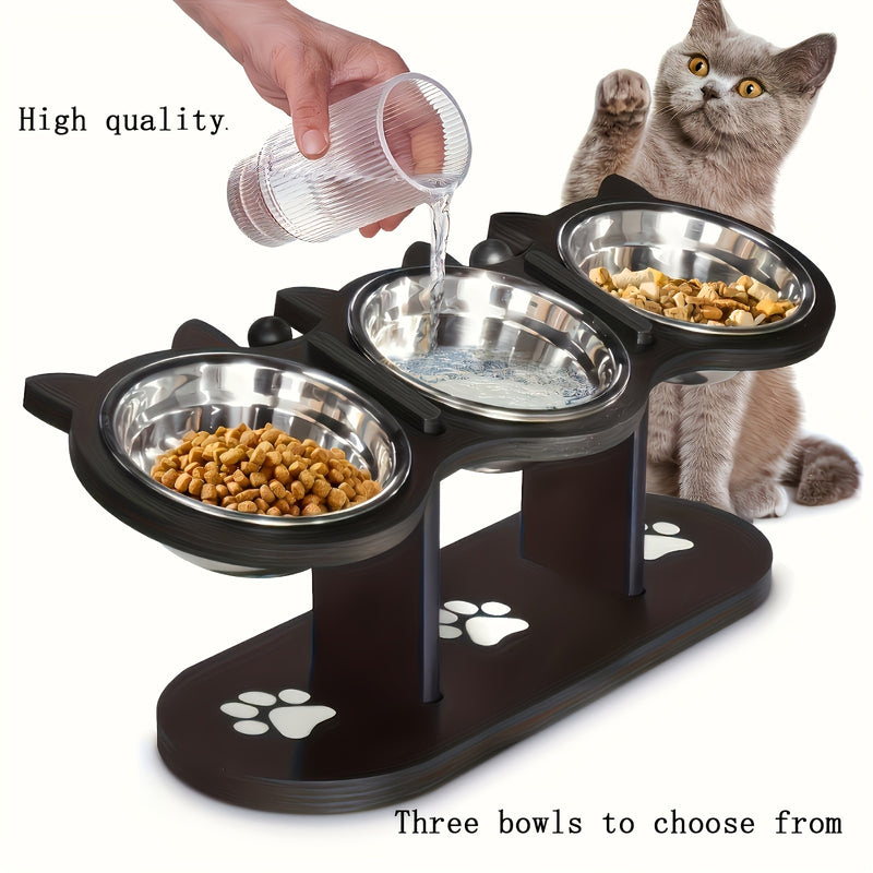 TEMU Adjustable Cat Food Bowl, Tilt Cat, Puppy And Small Pet Bowl, Adjustable Raised Dog Food Bowl With 3 Stainless Steel Stands, Pet Necessities,