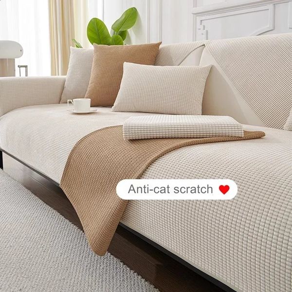 1PC Non-slip Polar Fleece Sofa Seat Cover Living Room Cat Anti-scratch Sofa Slipcover L Couch Towel Fundas Para Sillones 241223
