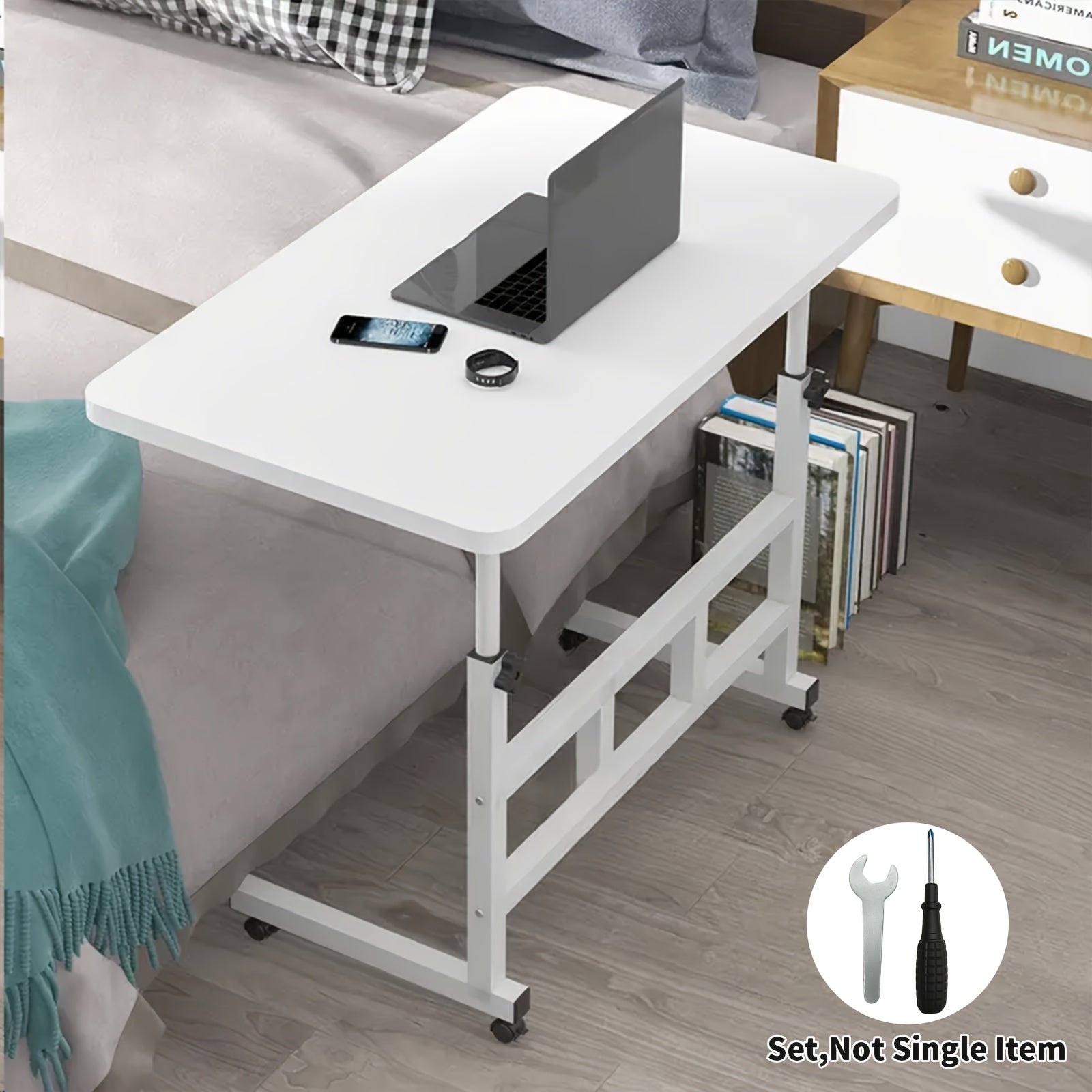 TEMU 40*80cm Standing Desk Adjustable Height 26.4" - 34.7", Ergonomic Mobile Computer Desk With Universal Wheel, Stable & Comfortable Gaming Desk,