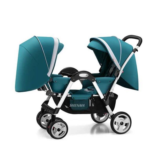 Double baby strollers can be separated. The second baby stroller has a high view and can be adjusted. The baby stroller is foldable and last