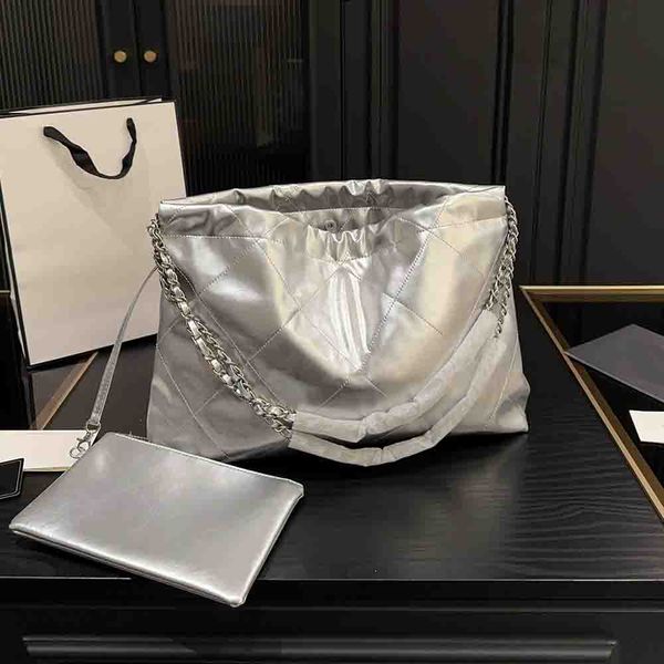 Silver Coin 22 Garbage Bag Women Crossbody Designer Bag 37CM Leather Matelasse Chain Luxury Handbag Strap Underarm Bag Outdoor Travel Pochet