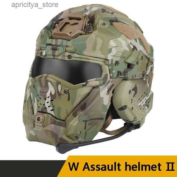 Cycling Helmets W Assault Helmet Outdoor Tactical Built In Headset Protection Integrated Camouflage Multifunctional Helmet Protection Equipm