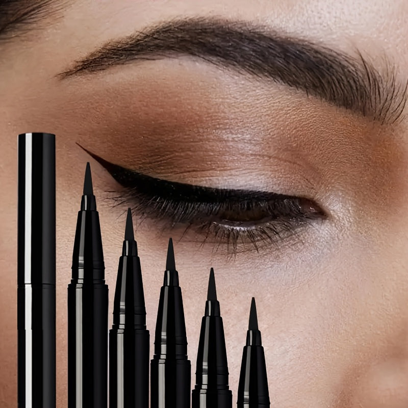 TEMU 5 Eyeliner, Quick-drying, Smooth, Silky, Waterproof, Sweat-proof, Makeup-free, Eye Makeup, Lasting Makeup, Beginner Eyeliner, Very Suitable For