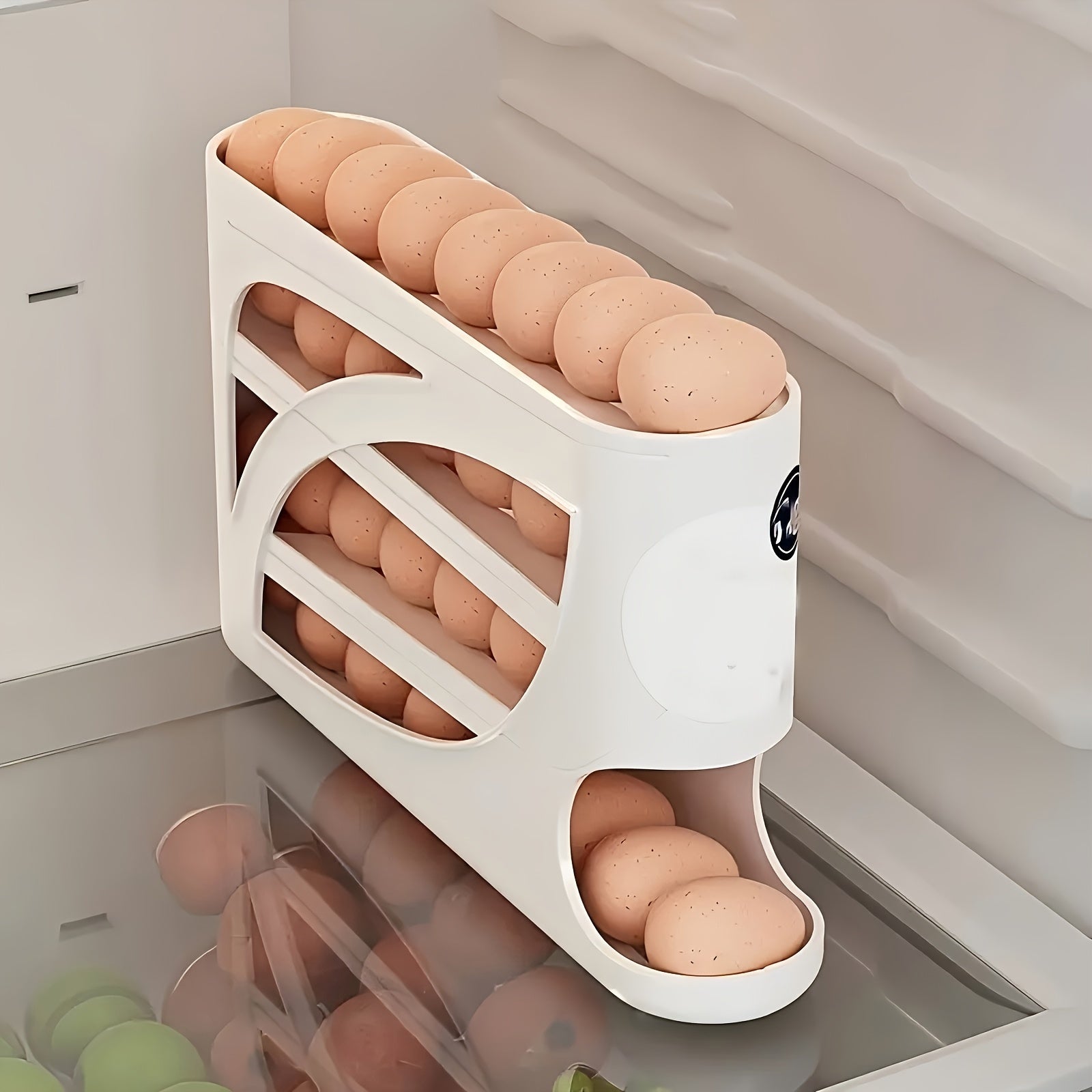 TEMU 4-layer Rack - Space-saving Side Door Design, Can Hold 30 Eggs, Smooth Glossy Finish, Convenient Handle, Suitable For Kitchen And Refrigerator