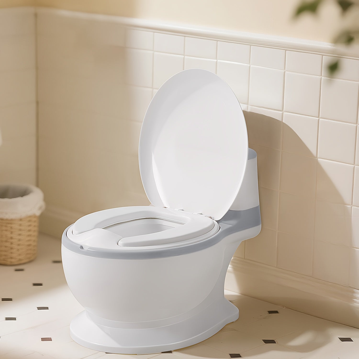 TEMU 2 In 1 Potty Training Chair, Large Toilet Seat And Removable Seat With Soft Cushion, Potty, Realistic Flushing Sound, Tissue Organizer And