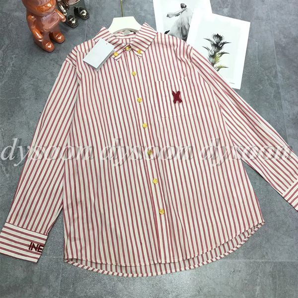Women Shirts Red White Striped Shirt Button Style Size SML With Dust Bag 26056