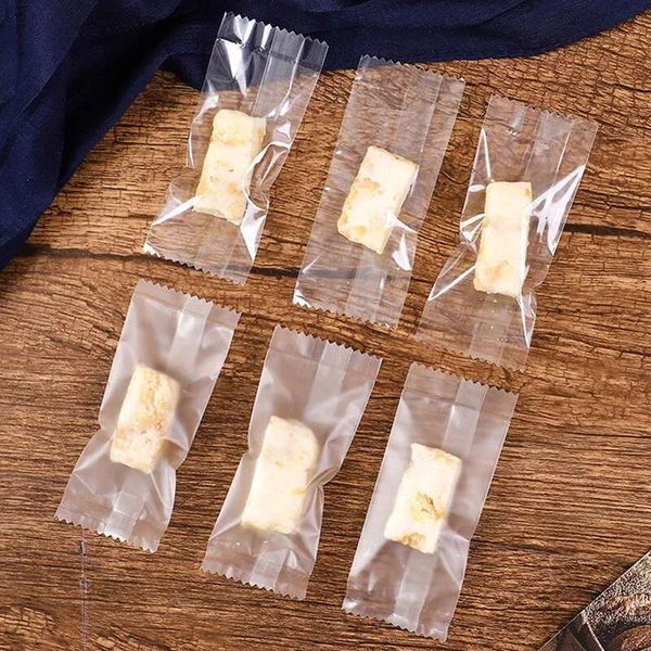 1000Pcs-Lot Nougat Sugar Plastic Bag 4X9.5Cm Hot Seal Bags Peanut Candy Wrapping Pounches Handmade Bakery Decoration Packaging