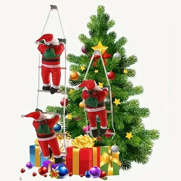 Christmas Ornaments Gift Climbing Ladder Santa Claus Christmas Tree Wall Hanging Pendants Climbing Rope Doll New Year DecorXJ241206
