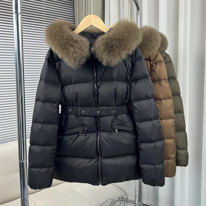 Women Coats Designer Down Jackets long jacket fur hooded parkas Winter Coats Short Woman With belt Casual Outdoor parka Ladies outwear Coats