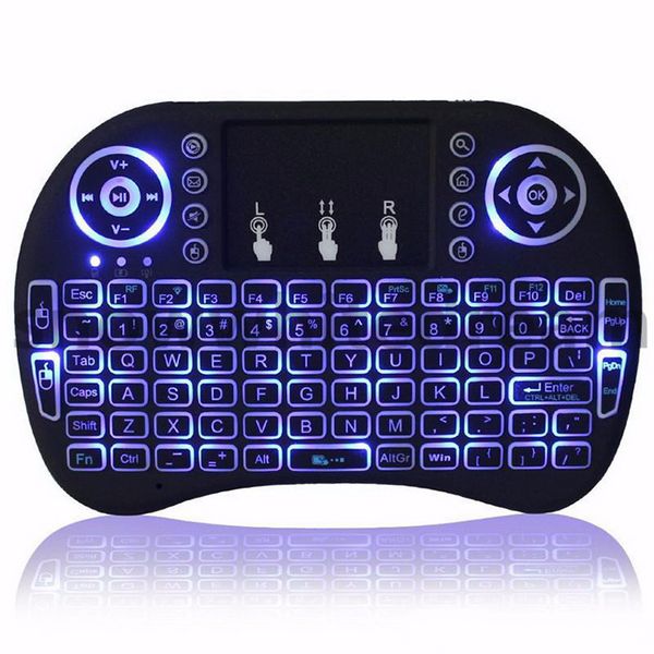 i8 wireless mini keyboard mouse remote control dry lithium battery three backlight seven color running light