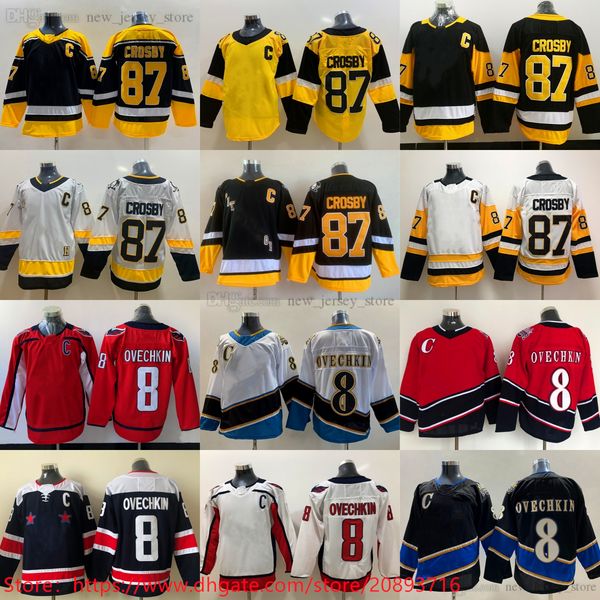 Man Ice Hockey Winter Classic 87 Sidney Crosby Jersey Stadium Series 8 Alex Ovechkin Jerseys Blank Stitch Team Black Yellow Red White Retro
