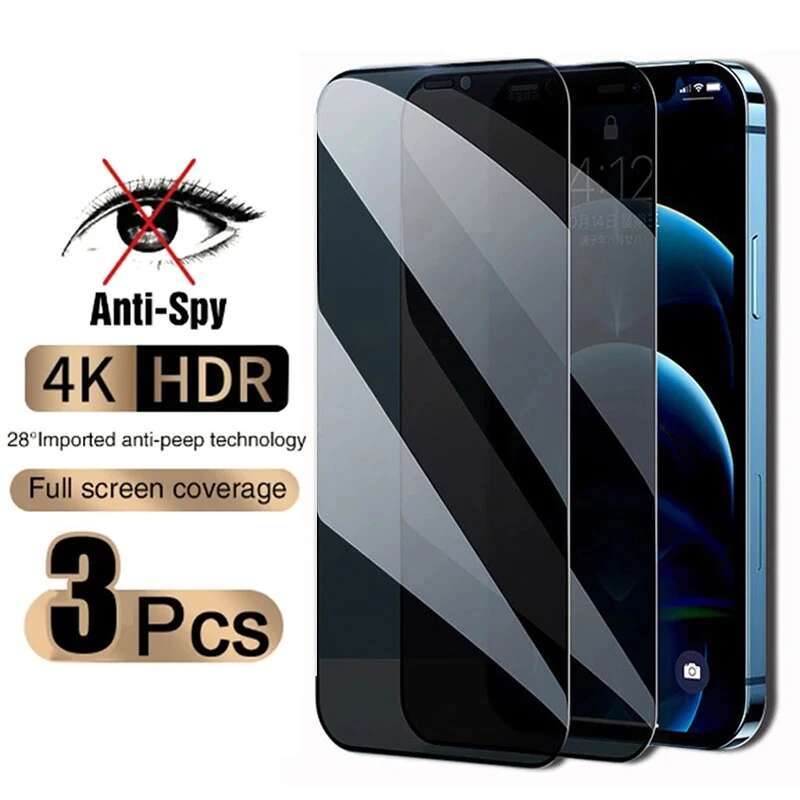 Full Cover Anti-Spy Screen Protector 12 13 PRO MAX Privacy For iPhone 14 11 6 7 8 Plus XS Max XR Tempered Glass