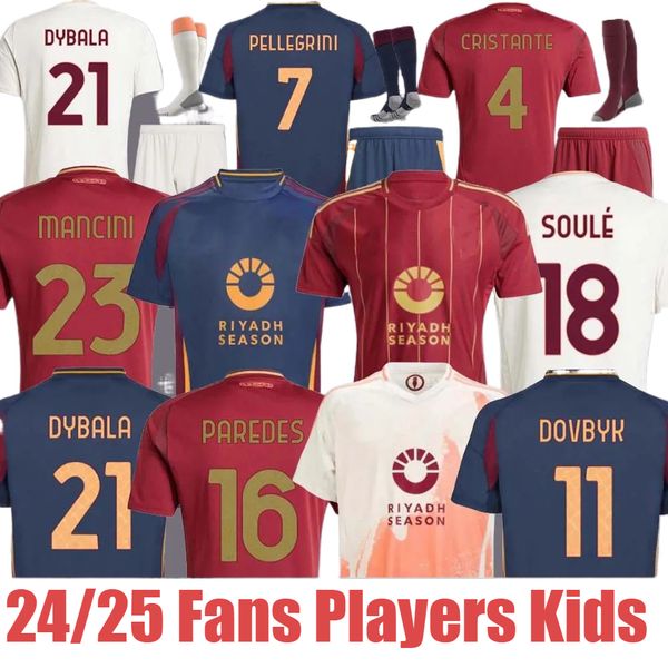 24 25 DYBALA Soccer Jerseys ZANIOLO ABRAHAM WIJNALDUM Maglia Collection 2024 2025 Football Shirts MANCINI KUMBULLA Men Kids Kit EL SHAARAWY