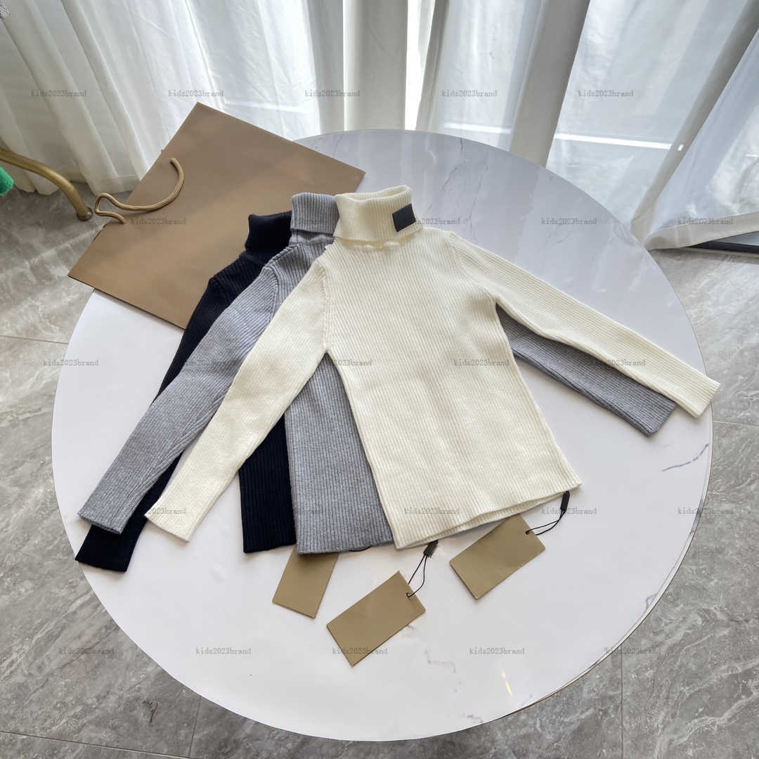 New baby Knitted sweater autumn High collar Pullover shirt kids designer clothes child Turtleneck Simple solid color girls hoodie
