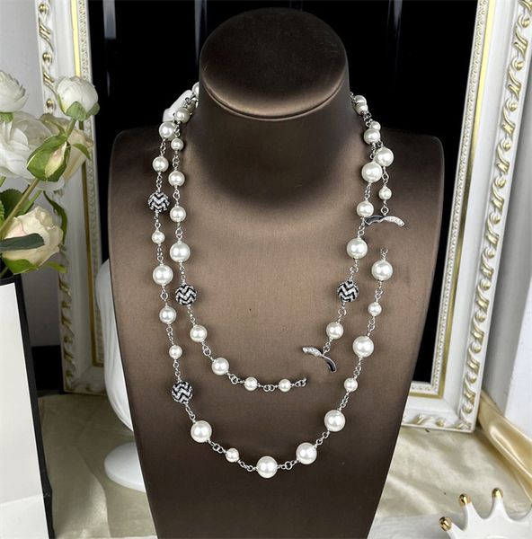 Women C Pendant Necklaces Luxury Designer C Jewelry Woman Fashion Chokers Pearl Long Sweater Chain Gold Necklace Gift Cclienss fghj456