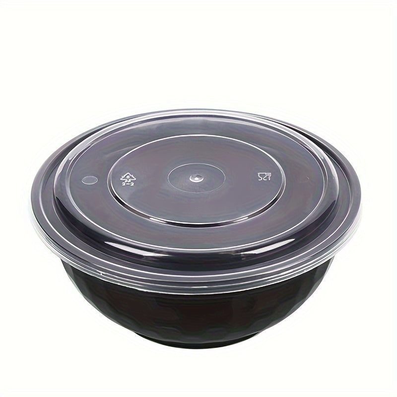TEMU 50 Pcsstackable Meal Containers, 36 Oz Food Takeout Bowls Reusable, Black Disposable With Lids, Microwavable Dishwasher Safe Leak Resistant For