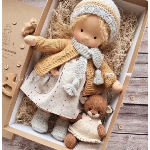 Waldorf Cute Plush Doll Girl Native Enamel Doll Artist Handmade Kawaii Children&#039;s Christmas Gift Dolls for Girls Toys 231228