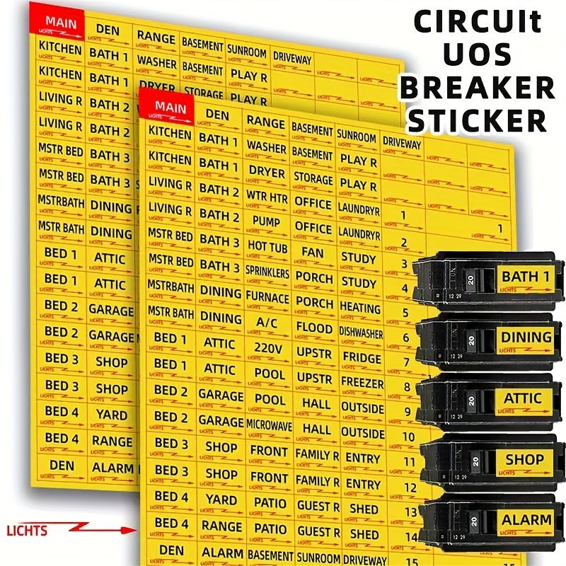 TEMU 258pcs Breaker Label Stickers - Color-coded Circuit Breaker Identification Labels For Electrical Panels, Durable Plastic, Easy To Read & Apply,