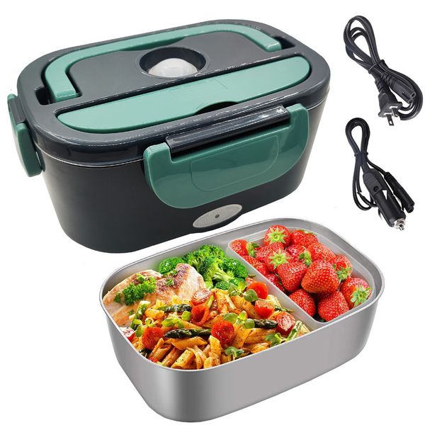 Lunch Boxes Electric Heating Box for Car 12V Truck 24V 110V 220V US EU PLUS box Heated Container Food Warmer 230222