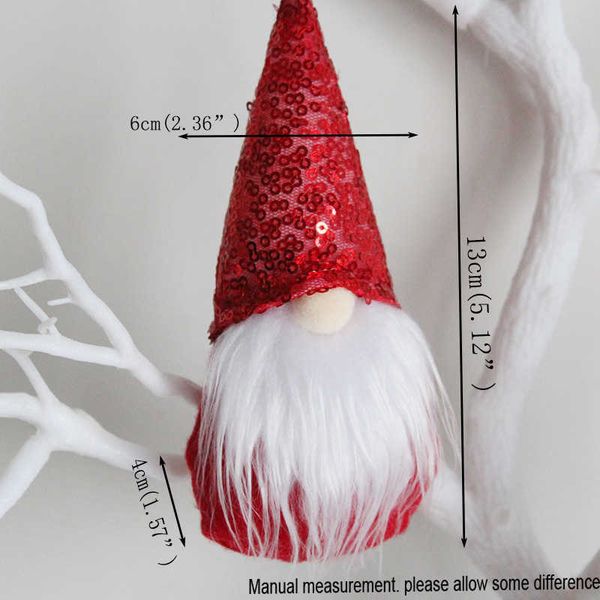 Christmas Tree Pendant Hanging Knitted Sequins Faceless Baby Doll Dwarf Ornaments Decorations Knitting Manual Colorful Cloth Plastic Colgant