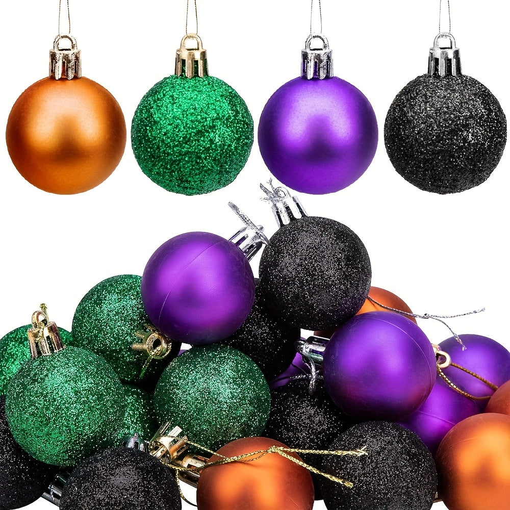 TEMU 24pcs Halloween Glitter Hanging Ball, 1.6 Inch Halloween Mini Ball Ornaments Pendants- Shiny Tree Ball Ornaments For Halloween Christmas