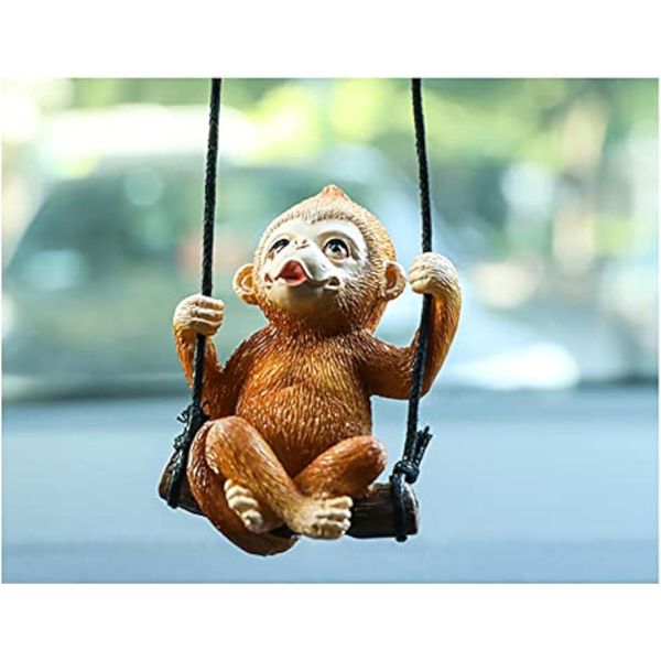 Cute Swinging Monkey Car Mirror Hanging Accessories Fun Interior Rearview Mirrors Black Myth Wukong Car Accessories