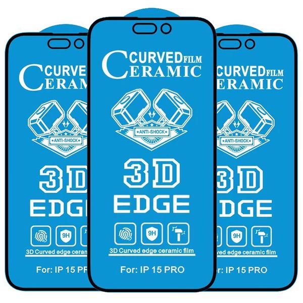 Screen Protector For iPhone 15 Pro Max 14 Plus 13 Mini 12 11 XS XR X 8 7 SE 3D EDGE Curved Ceramics HD Film Anti Shock Explosion Curved Proo