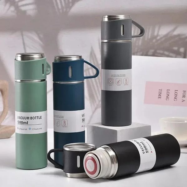304 stainless steel vacuum insulated bottle gift set office style coffee cup water bottle portable flame carat 240923