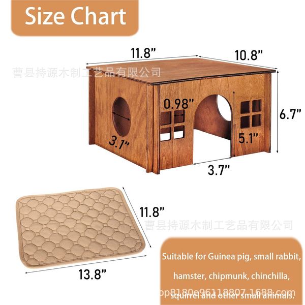 Hamster wooden house with windows small animals hamster chipmunk detachable and large guinea pig hiding place