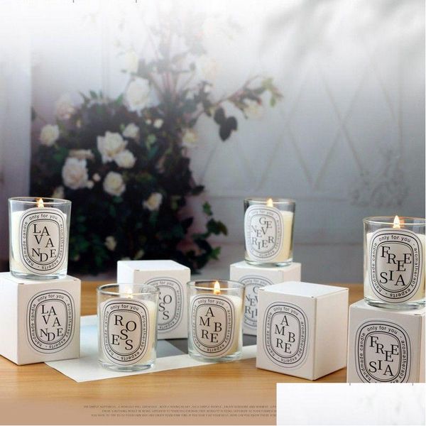 Scented Aromatic Candles Box Romantic Rose Lavender Candle In Glass Jar Soy Wax Aroma Fragrance 50G Drop Delivery Dhkho