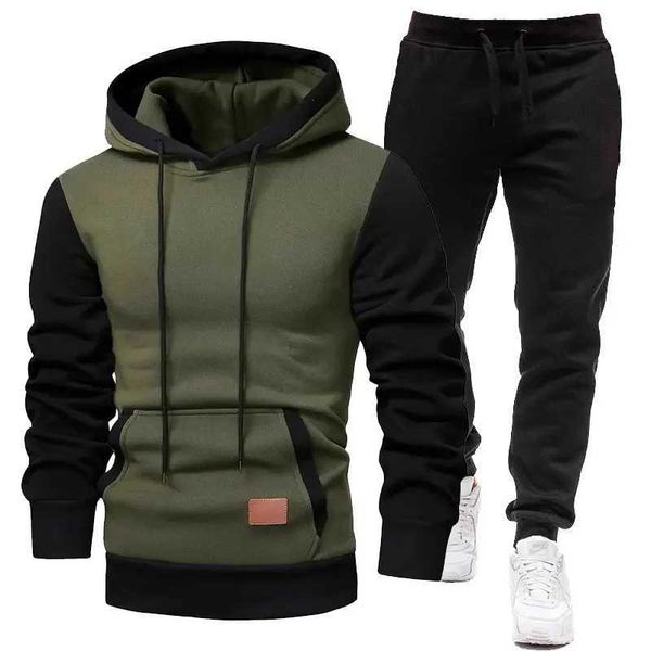 TRABALHOS MENINOS 2024 SURPA E AUTONO Mens Sports Sports Fce forrado moletom com capuz + calça de moletom 2 conjuntos de couro bordado mascu