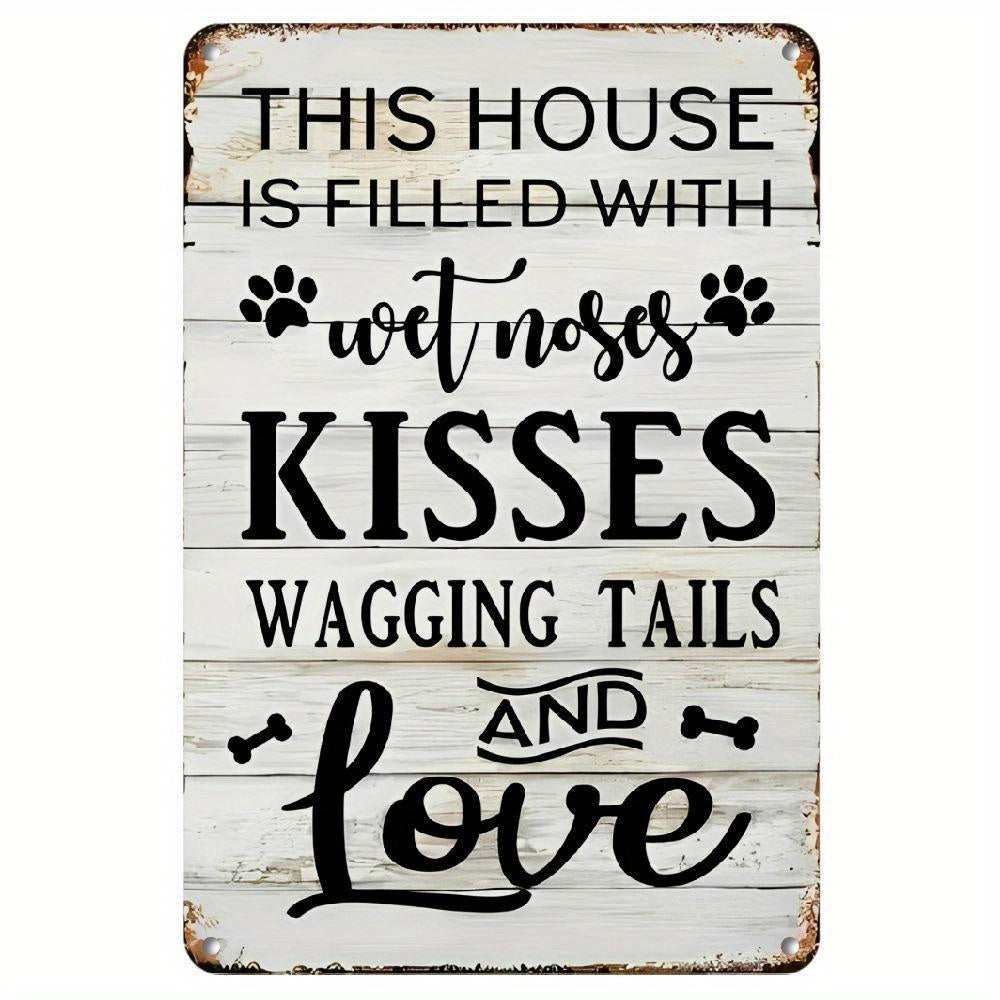 TEMU Funny Metal Sign - 12"x8" Vintage Aluminum Wall Decor With " And Love" Quote, Distressed White Background & Black Text, For Home, Cafe, Bar,